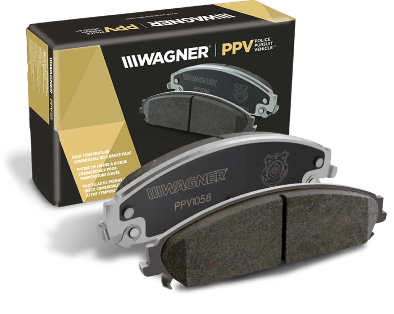 ppv-pads-with-box-no-logo Two Wagner PPV brake pads in front of the box they came in