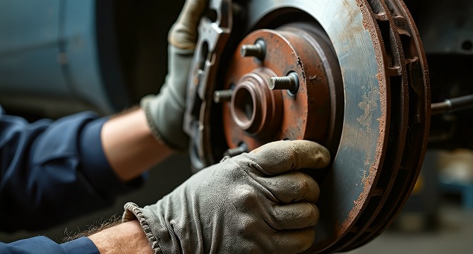 Mechanic-Installing-Rotor-On-Vehicle